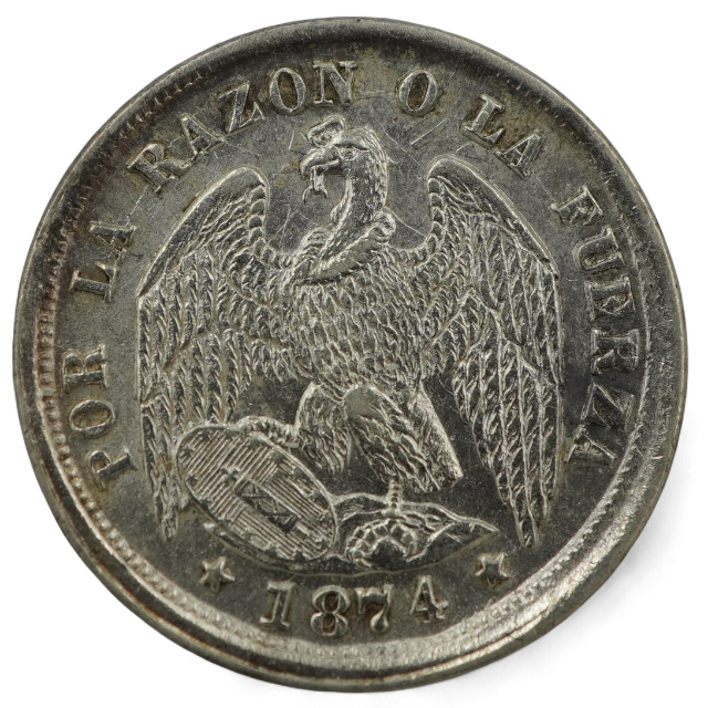 MEDIO DECIMO 1874 REMARCA EN 8