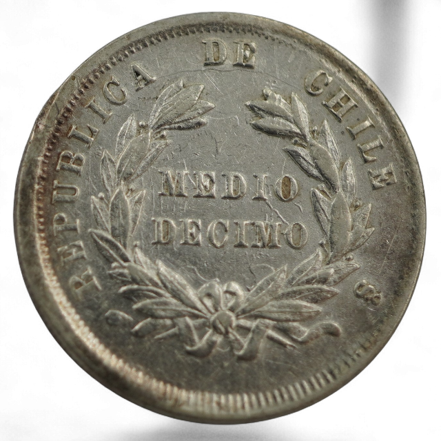 MEDIO DECIMO 1874 REMARCA EN 8 - Imagen 2