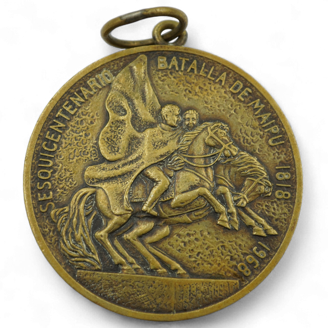 MEDALLA SESQUICENTENARIO BATALLA DE MAIPÚ - Imagen 2