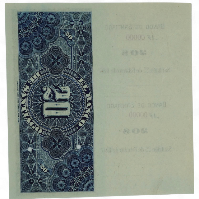 20 PESOS BANCO DE SANTIAGO ESPECIMEN - Imagen 2