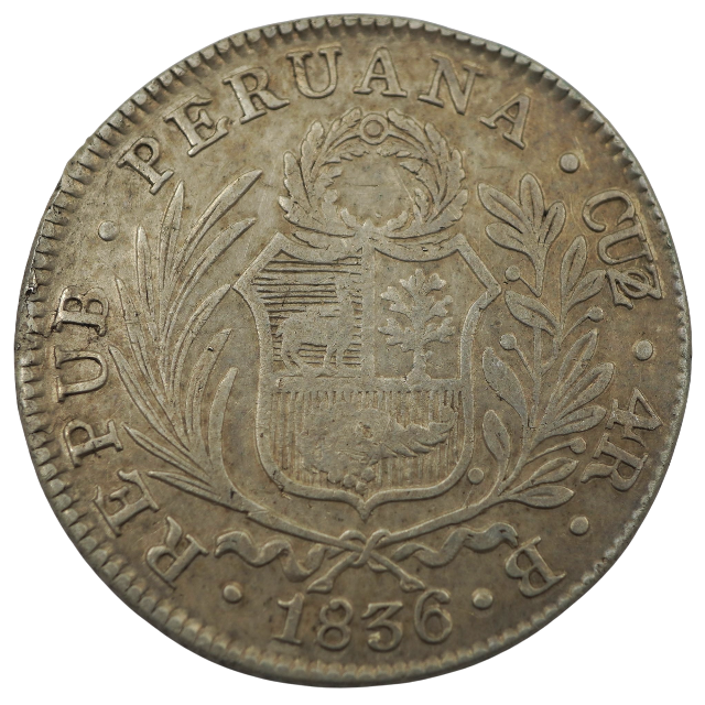 4 REALES 1836 PERÚ - Imagen 2