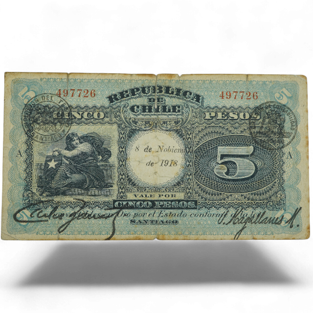 5 PESOS 8 DE NOVIEMBRE DE 1918
