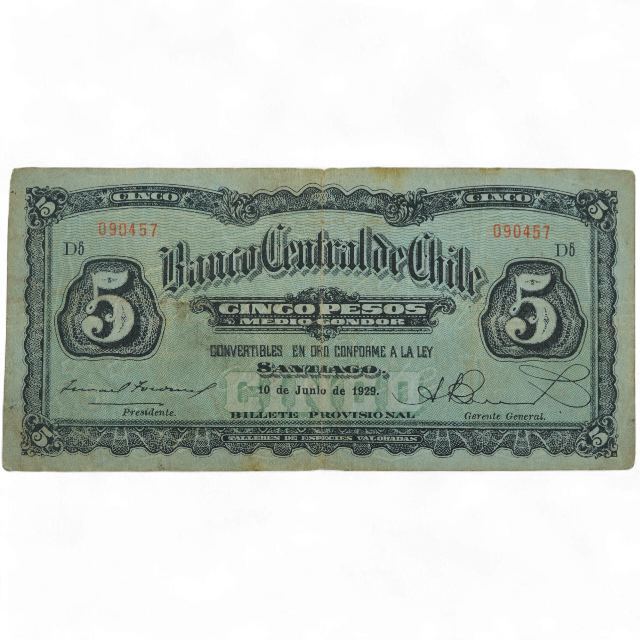 5 PESOS 10 DE JUNIO 1929