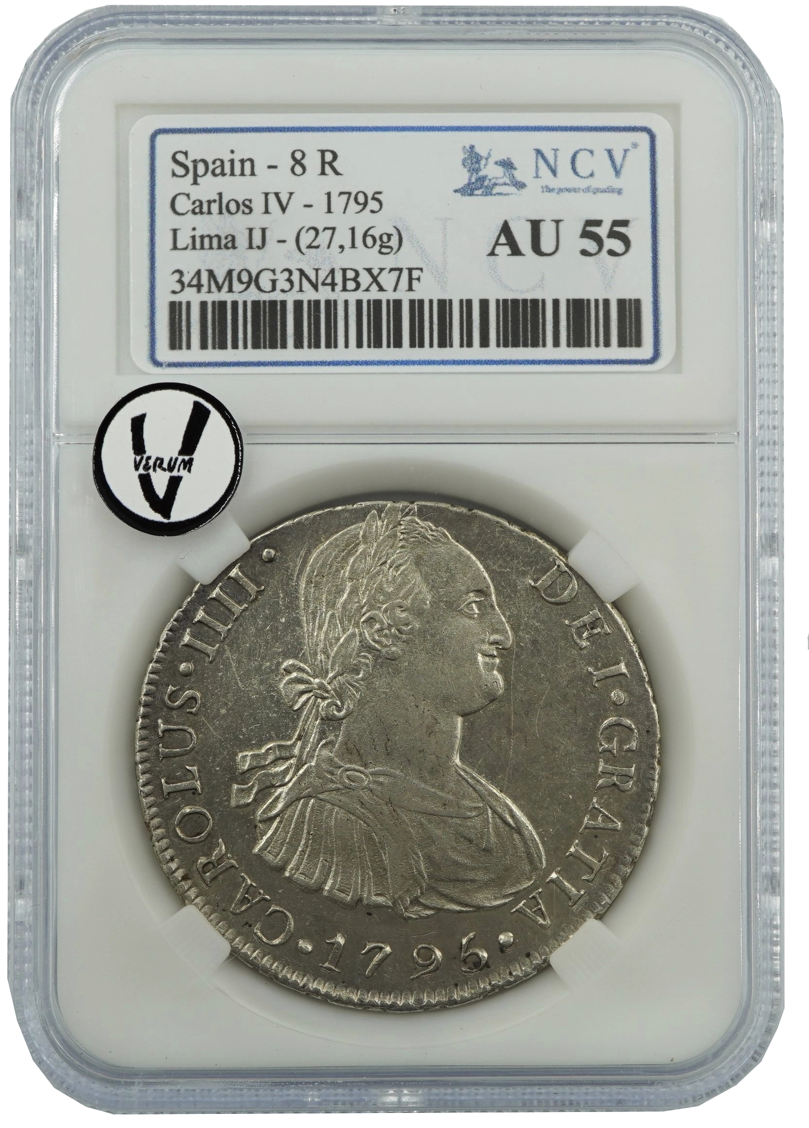 8 REALES 1795 CARLOS IV, LIMA. - Imagen 4