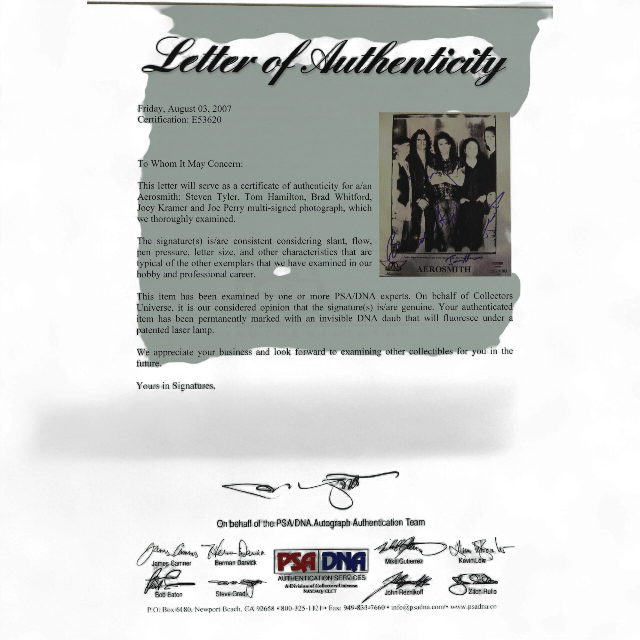 FOTOGRAFIA AUTOGRAFIADA ORIGINAL BANDA AEROSMITH - Imagen 3
