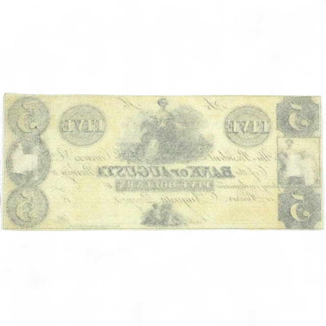 FIVE DOLLAR "BANK OF AUGUSTA" 1865 - Imagen 2
