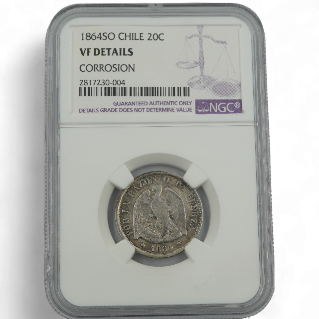 20 CENTAVOS 1864 CHILE - Imagen 2