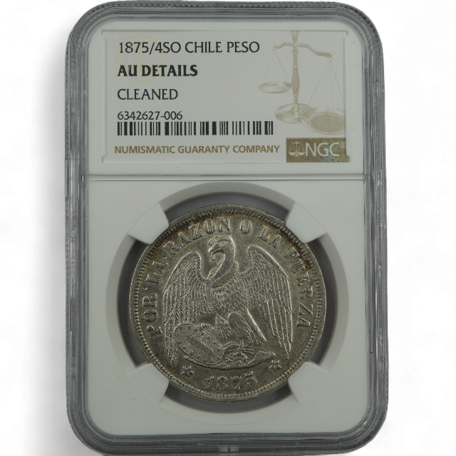 PESO AGUILA 1875/4 CHILE - Imagen 3