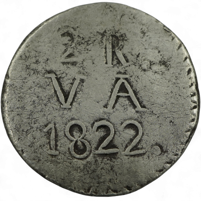 2 REALES VALDIVIA 1822 CHUNIMPANA