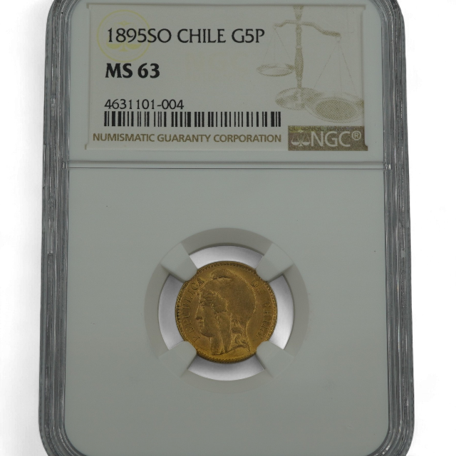 5 PESOS 1895 CHILE - Imagen 3