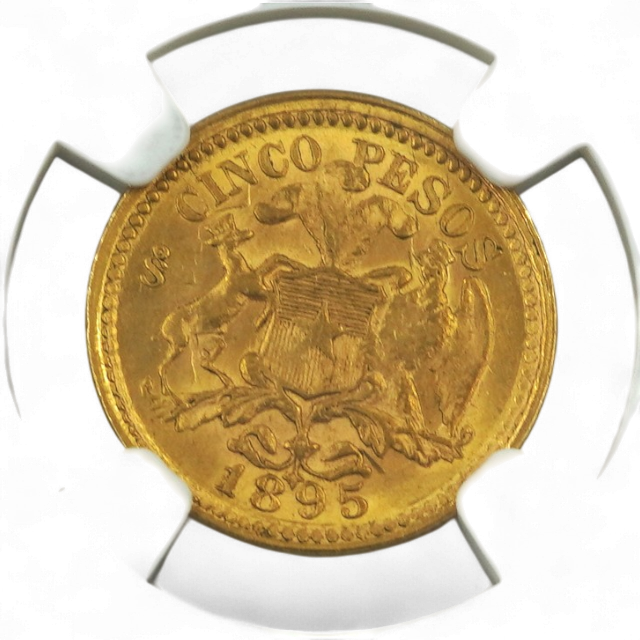 5 PESOS 1895 CHILE - Imagen 4