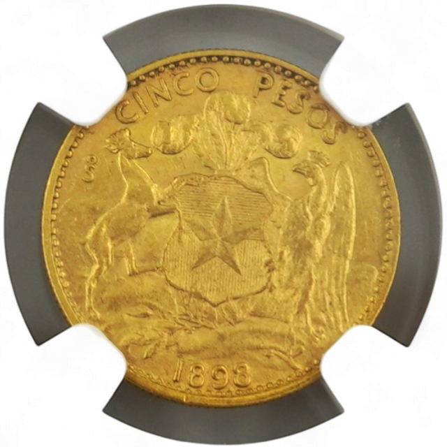 5 PESOS 1898 CHILE - Imagen 2