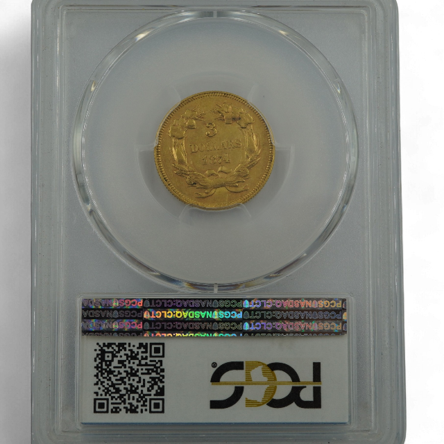 3 DOLARES ORO 1874 ESTADOS UNIDOS - Imagen 2